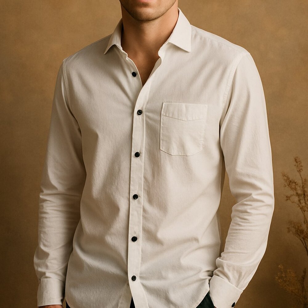 Flex White Casual Button Down Shirt for Men
